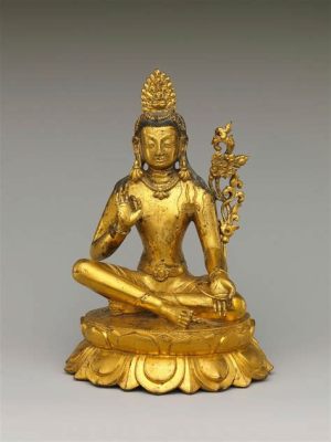  Bodhisattva Avalokiteshvara, A Striking Portrait of Compassion Rendered in Lavish Gold and Soothing Lapis Lazuli!