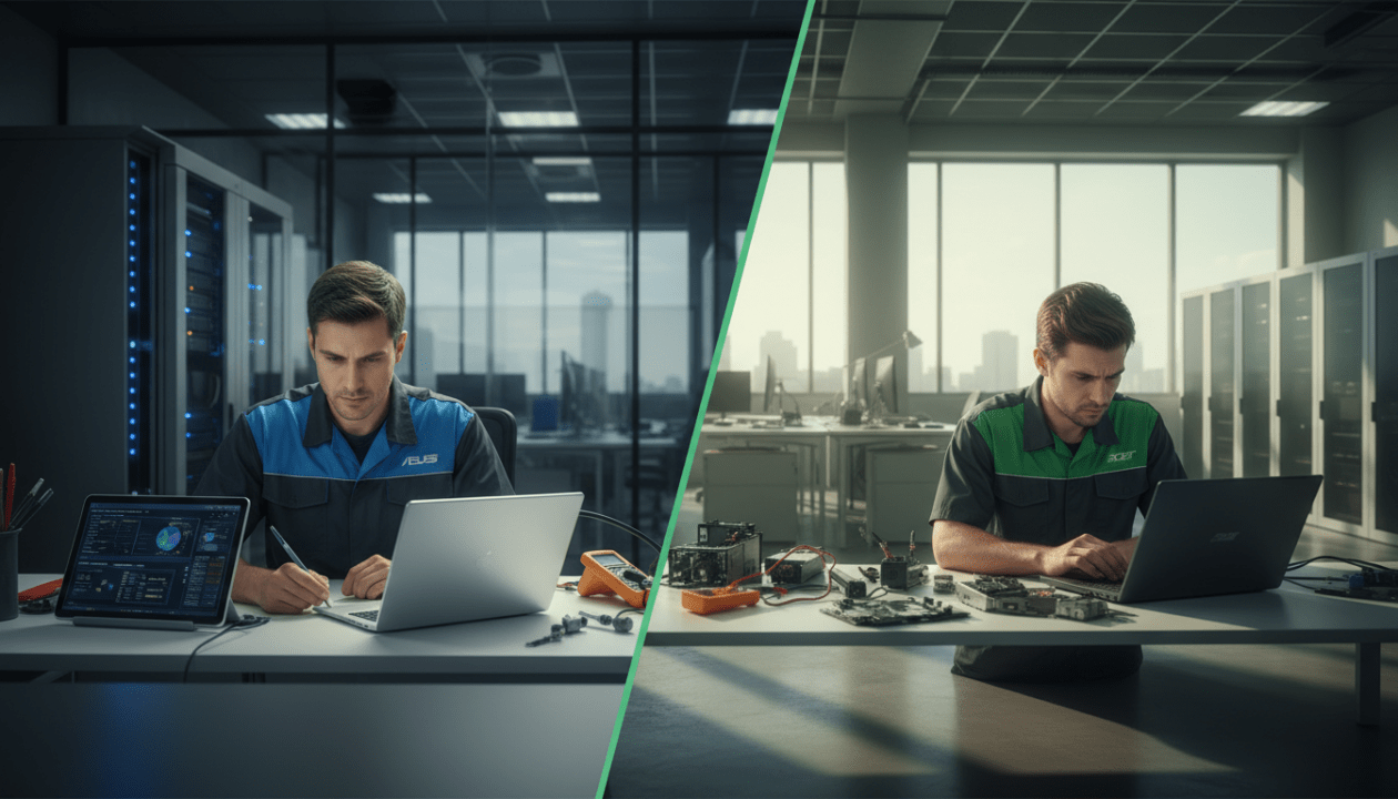 comparez les services de dépannage informatique en entreprise proposés par asus et acer pour choisir la solution la plus adaptée à vos besoins professionnels.